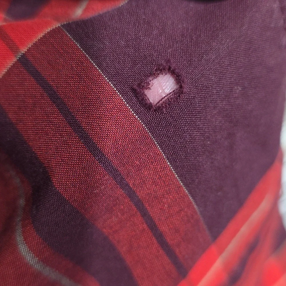 The North Face Mens Button Up Shirt Red/Burgandy Plaid Pockets Sz XL GUC *READ**
